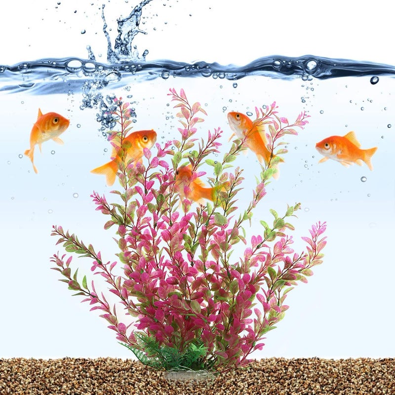 Mayitr 18" Plastic Water Plant for Aquarium Fish Tank Ornament, Rhodo Red - Image 2